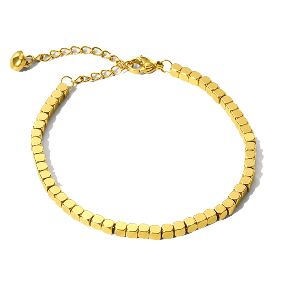 WILD & FREE 14K Gold-Plated Small Square Beads Stainless Steel Bracelet for Women Classic Simple Waterproof Trend Jewelry
WILD & FREE 14K Gold-Plated Small Square Beads Stainless Steel Bracelet for Women Classic Simple Waterproof Trend Jewelry