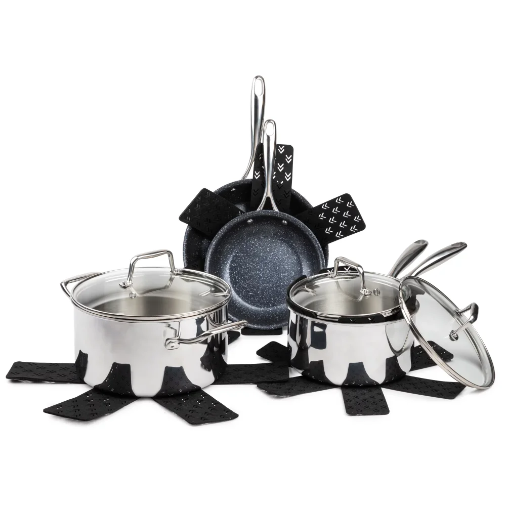 Thyme & Table Non-Stick 12-Piece Cookware Set Tri-Ply Stainless Steelcookware bbq cookware set 
Thyme & Table Non-Stick 12-Piece Cookware Set Tri-Ply Stainless Steelcookware bbq cookware set