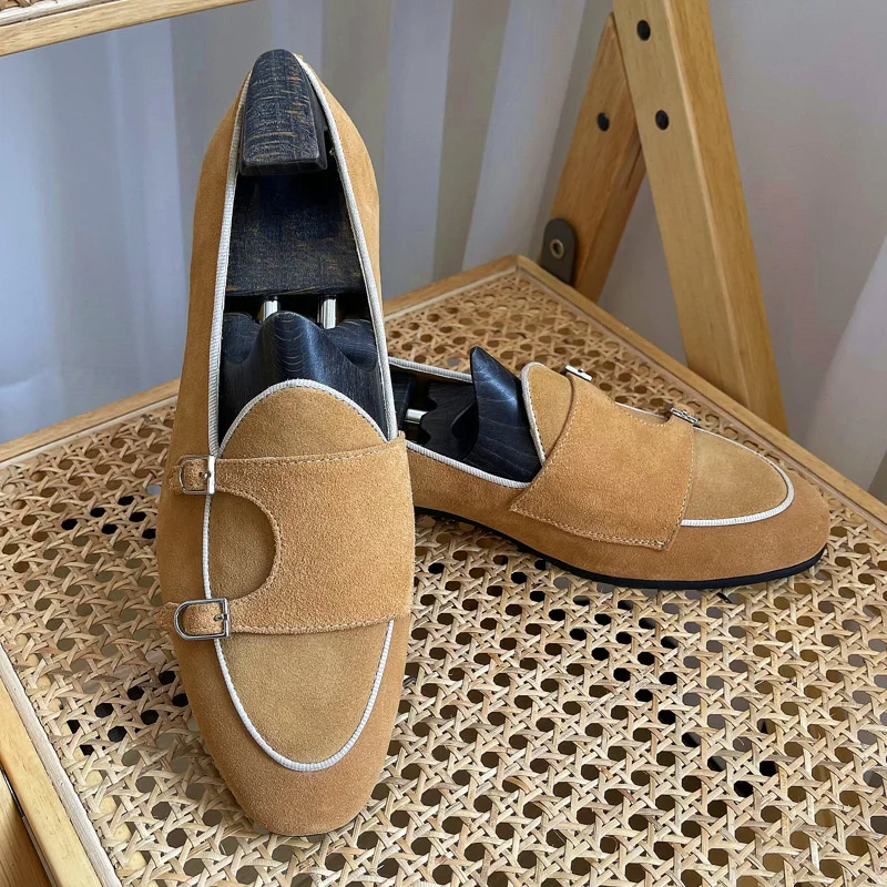 Men Monk Loafers Handmade High Quality Cow Suede Round Toe Low Heel Double Buckle Fashion Casual Party Daily Dress Shoes
Men Monk Loafers Handmade High Quality Cow Suede Round Toe Low Heel Double Buckle Fashion Casual Party Daily Dress Shoes