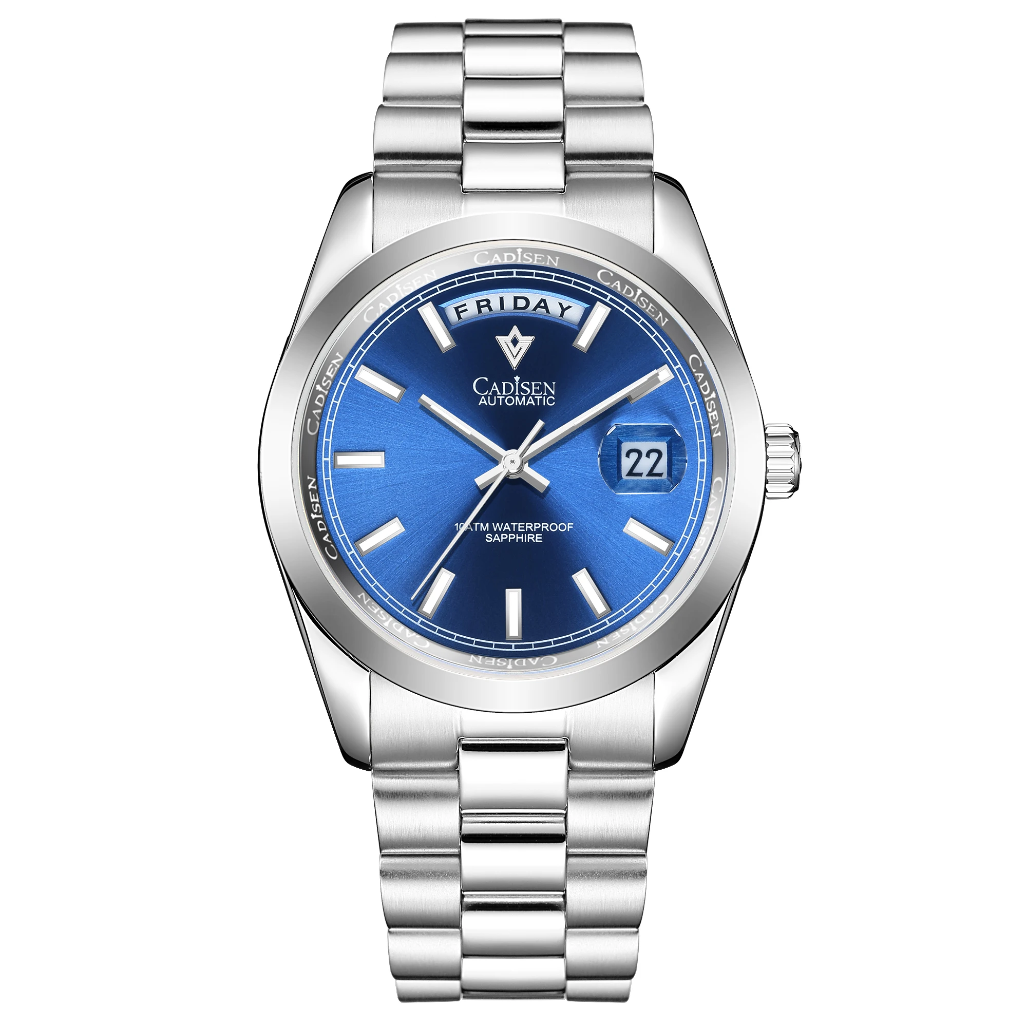 Часы наручные CADISEN мужские с синим циферблатом брендовые Роскошные
