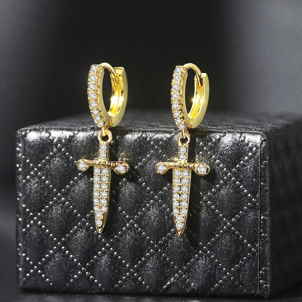 Trendy Luxury Cross Sword Dangle Ear Earrings Full Zircon Personality Hip Hop Punk Earrings for Women Earcuff Gifts Jewelry Bluk
Trendy Luxury Cross Sword Dangle Ear Earrings Full Zircon Personality Hip Hop Punk Earrings for Women Earcuff Gifts Jewelry Bluk