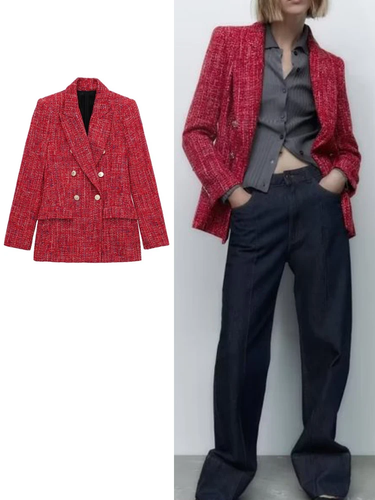 Новинка 2023, осенняя Женская модная двубортная текстурная куртка-блейзер KJMYYX, винтажная куртка с длинным рукавом и карманами, уличные наряды
Новинка 2023, осенняя Женская модная двубортная текстурная куртка-блейзер KJMYYX, винтажная куртка с длинным рукавом и карманами, уличные наряды