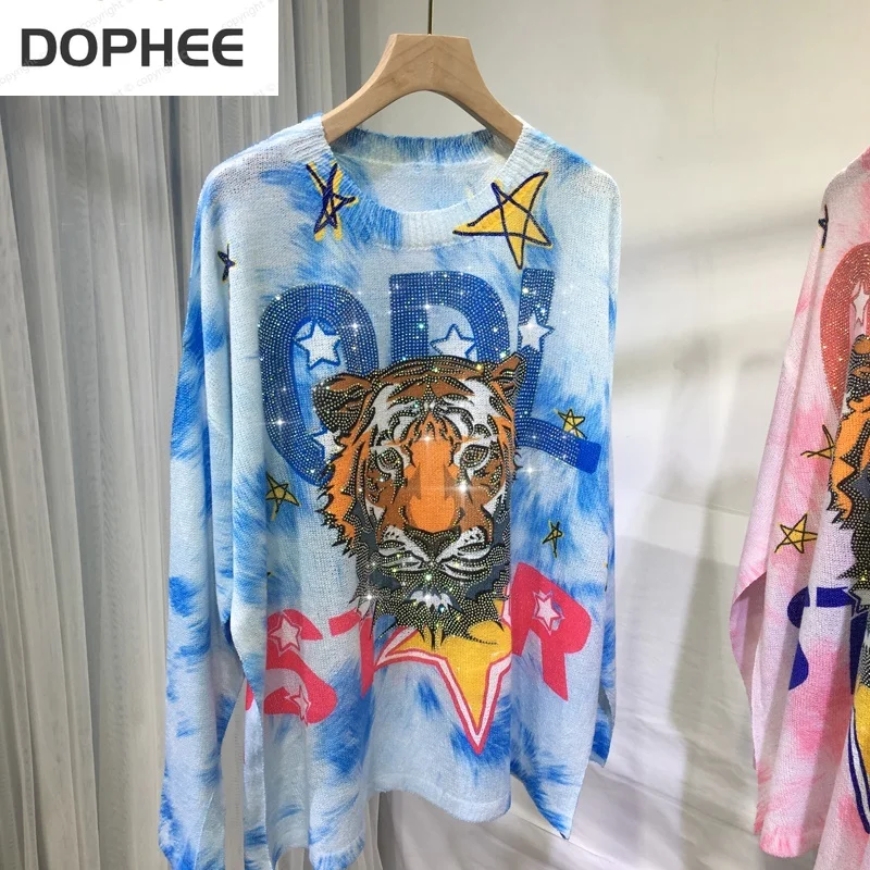 Hot Drilling Printed Tiger Long-sleeved Sweater 2022 New Spring Autumn Loose Pullover Top O-neck All-match Streetwear Knit Shirt
Hot Drilling Printed Tiger Long-sleeved Sweater 2022 New Spring Autumn Loose Pullover Top O-neck All-match Streetwear Knit Shirt