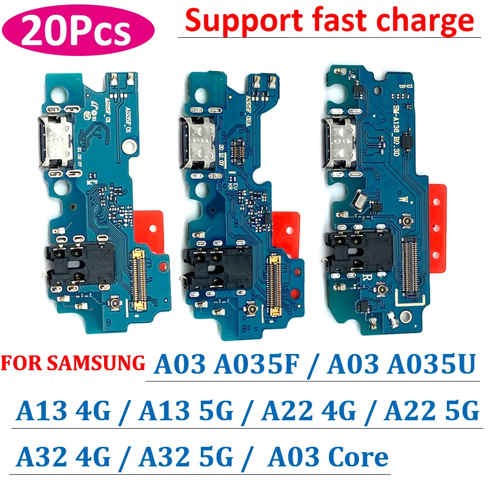 

20Pcs，NEW For Samsung Galaxy A035F A035U A01 A03 Core A13 A22 A32 4G A33 5G USB Charging Port Board Flex Plug Connector Parts