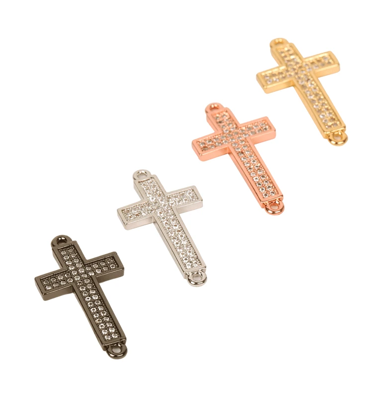 Fashion Micro Inlaid Zircon Double Hole Prayer Cross DIY Accessory For Bracelet Necklace Women Men Charms For Jewelry Making 
Fashion Micro Inlaid Zircon Double Hole Prayer Cross DIY Accessory For Bracelet Necklace Women Men Charms For Jewelry Making