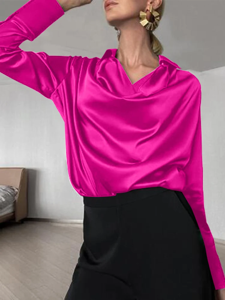 Women Casual Long Sleeve Solid Shirt Ladies Satin Slik Street Lapel Solid Blouse VONDA Woman Pleated Chemise Top Party Shirts
Women Casual Long Sleeve Solid Shirt Ladies Satin Slik Street Lapel Solid Blouse VONDA Woman Pleated Chemise Top Party Shirts