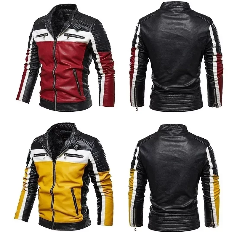 Leather Jacket Patchwork Biker Casual Zipper Men Motorcycle Jacket Slim Fit Fur Lined Outwear Coat Yellow Black
Leather Jacket Patchwork Biker Casual Zipper Men Motorcycle Jacket Slim Fit Fur Lined Outwear Coat Yellow Black