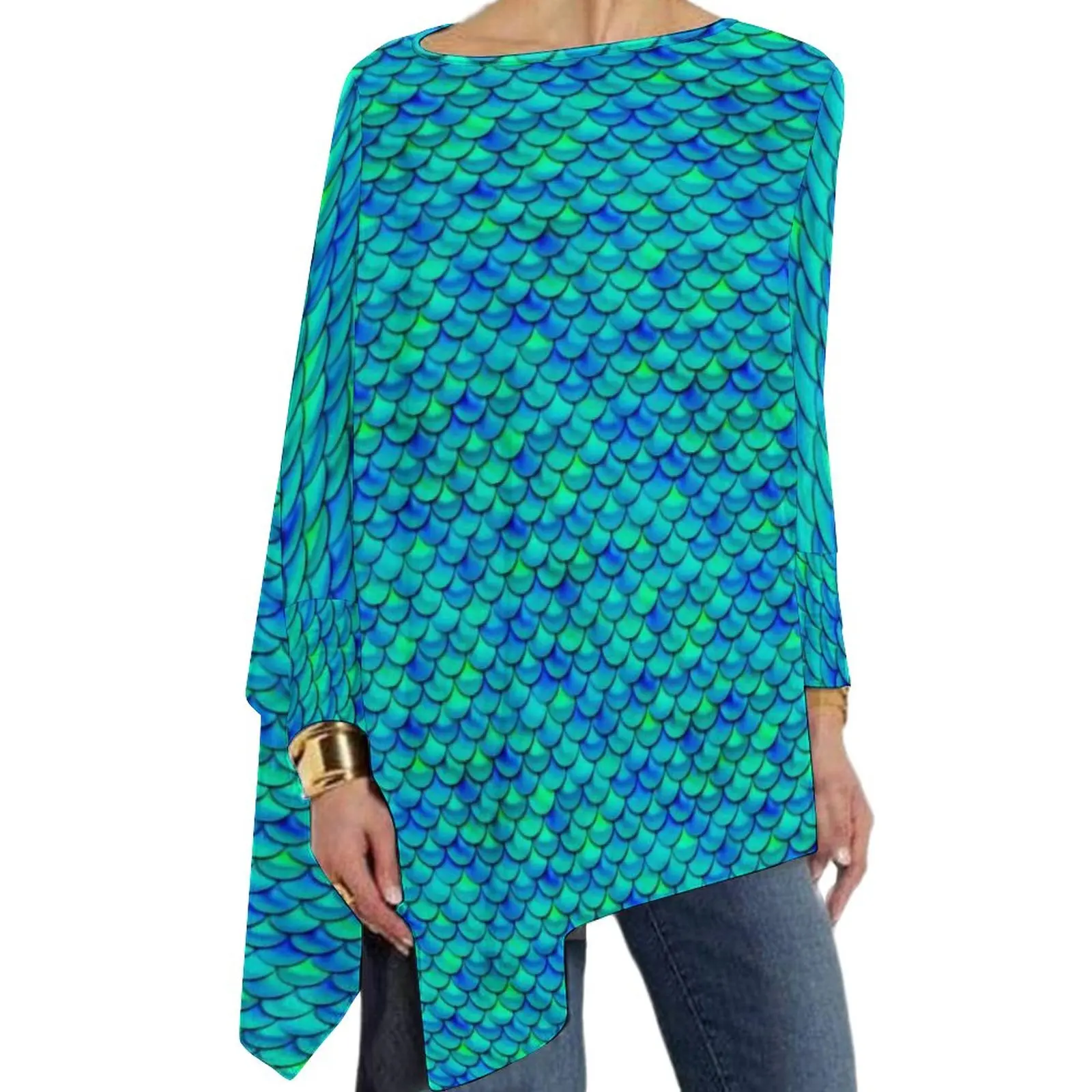 Colorful Mermaid T-Shirt Aqua Blue Scales Street Fashion Long Sleeve T-Shirts Printed Trendy Tee Shirt Female Clothing 5XL 6XL
Colorful Mermaid T-Shirt Aqua Blue Scales Street Fashion Long Sleeve T-Shirts Printed Trendy Tee Shirt Female Clothing 5XL 6XL