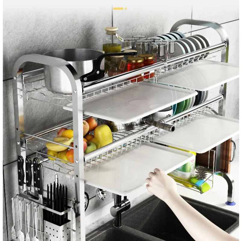 Sink 304 Drying Dish Rack Adjustable Layer Height Dish Rack Pull Water Tray Kitchen Racks Strong Load-bearing Plate Rack
Sink 304 Drying Dish Rack Adjustable Layer Height Dish Rack Pull Water Tray Kitchen Racks Strong Load-bearing Plate Rack