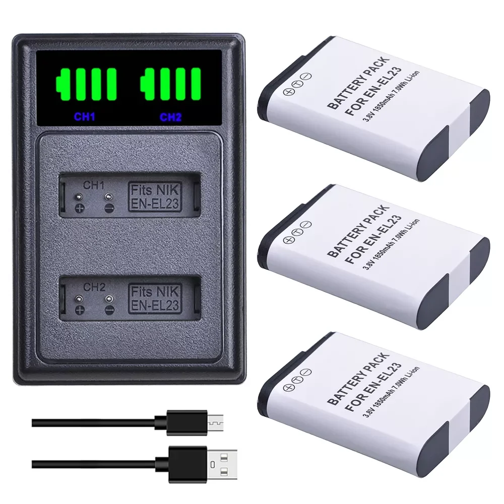 EN-EL23 ENEL23 EN EL23 Battery +LED USB Dual Charger with Type C port For Nikon COOLPIX P900, P610, P600, B700, S810c Camera
EN-EL23 ENEL23 EN EL23 Battery +LED USB Dual Charger with Type C port For Nikon COOLPIX P900, P610, P600, B700, S810c Camera
