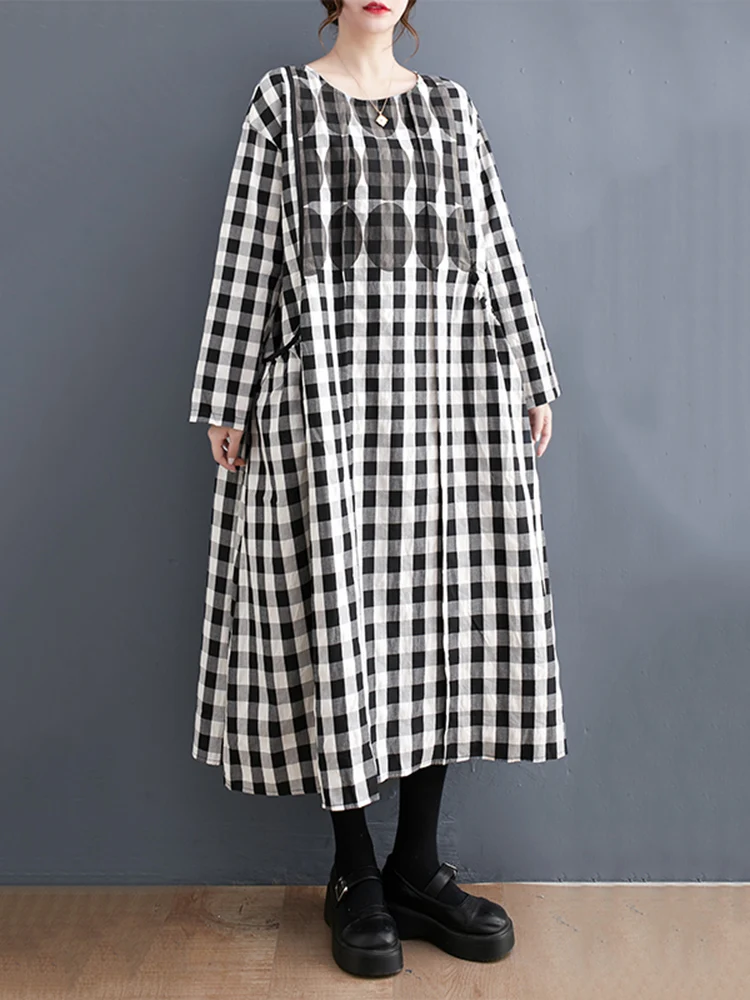 2023 Spring Autumn New Plaid Polka Dot Print Dresses For Women Long Sleeve Loose Casual Vintage Dress Fashion Elegant Clothing
2023 Spring Autumn New Plaid Polka Dot Print Dresses For Women Long Sleeve Loose Casual Vintage Dress Fashion Elegant Clothing