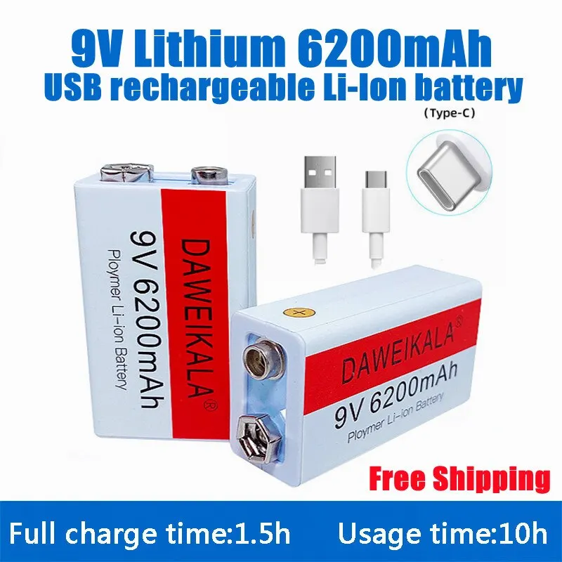 Перезаряжаемый литий-ионный аккумулятор DAWEIKALA с USB, 9 В, 6200 мАч подходит для камер и других серий электронных устройств + USB-кабель
Перезаряжаемый литий-ионный аккумулятор DAWEIKALA с USB, 9 В, 6200 мАч подходит для камер и других серий электронных устройств + USB-кабель
