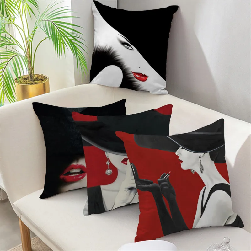 Fuwatacchi Decorative Pillow Case for Living Room Sofa Throw Pillowcases Elegant Lady Pattern Red Black Cushion Cover Home Decor
Fuwatacchi Decorative Pillow Case for Living Room Sofa Throw Pillowcases Elegant Lady Pattern Red Black Cushion Cover Home Decor
