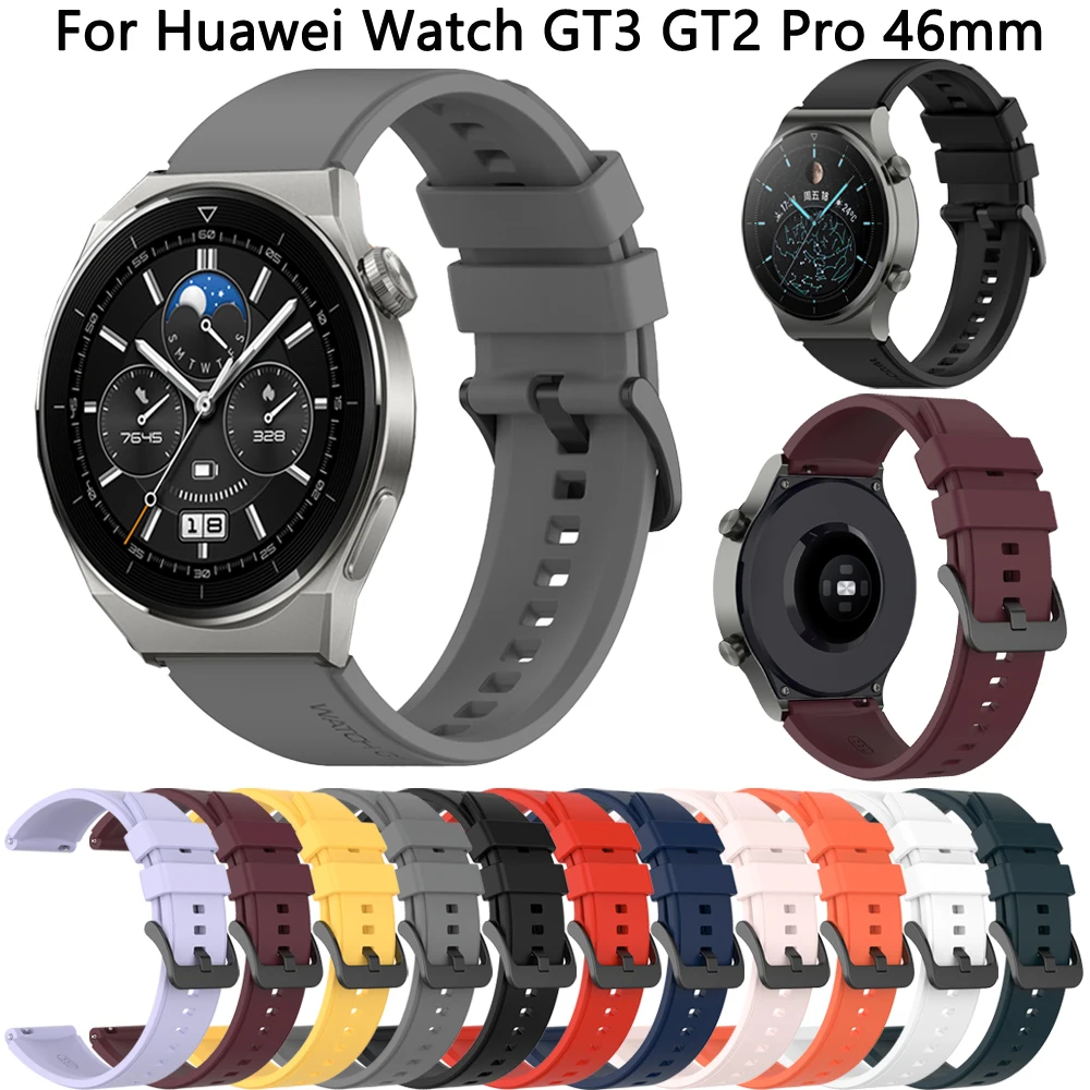 

22mm Silicone Official Strap For Huawei Watch GT2 GT3 Pro 46mm Wrist Bracelet Huawei GT 2 3 Pro Smartwatch Band Replacement Belt