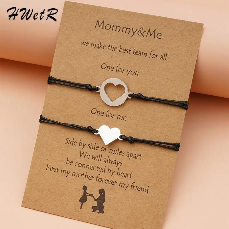 2pcs/set Mother Daughter Stainless Steel Mommy And Me Card Charm Bracelet Love Heart Mother's Day Gift Adjustable Rope Bracelet
2pcs/set Mother Daughter Stainless Steel Mommy And Me Card Charm Bracelet Love Heart Mother's Day Gift Adjustable Rope Bracelet