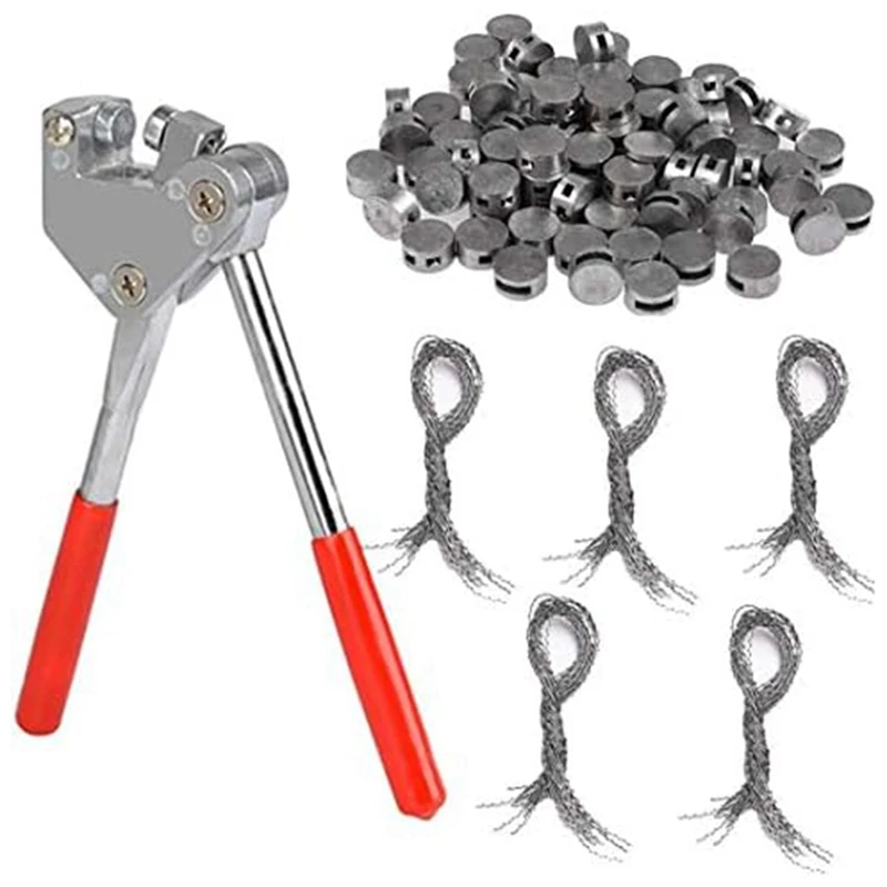 100Pcs Round Lead Seals Beans 8Mm Diameter, 100 Pcs Steel Wire, 1Pcs Sealing Crimper With Red Plastic Coated Handle Seal Set
100Pcs Round Lead Seals Beans 8Mm Diameter, 100 Pcs Steel Wire, 1Pcs Sealing Crimper With Red Plastic Coated Handle Seal Set