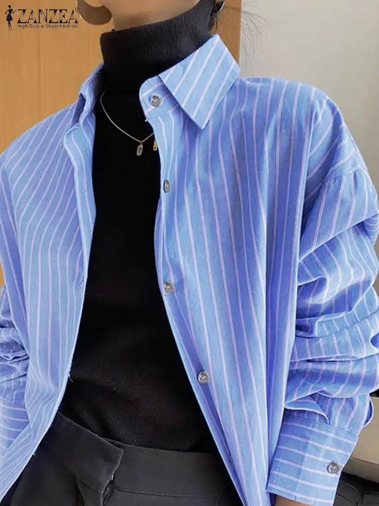 Work OL Blusas Bohemian Holiday Casual Tops 2022 ZANZEA Spring Women Full Sleeve Blouse Lapel Stripe Printing Button Chemise
Work OL Blusas Bohemian Holiday Casual Tops 2022 ZANZEA Spring Women Full Sleeve Blouse Lapel Stripe Printing Button Chemise