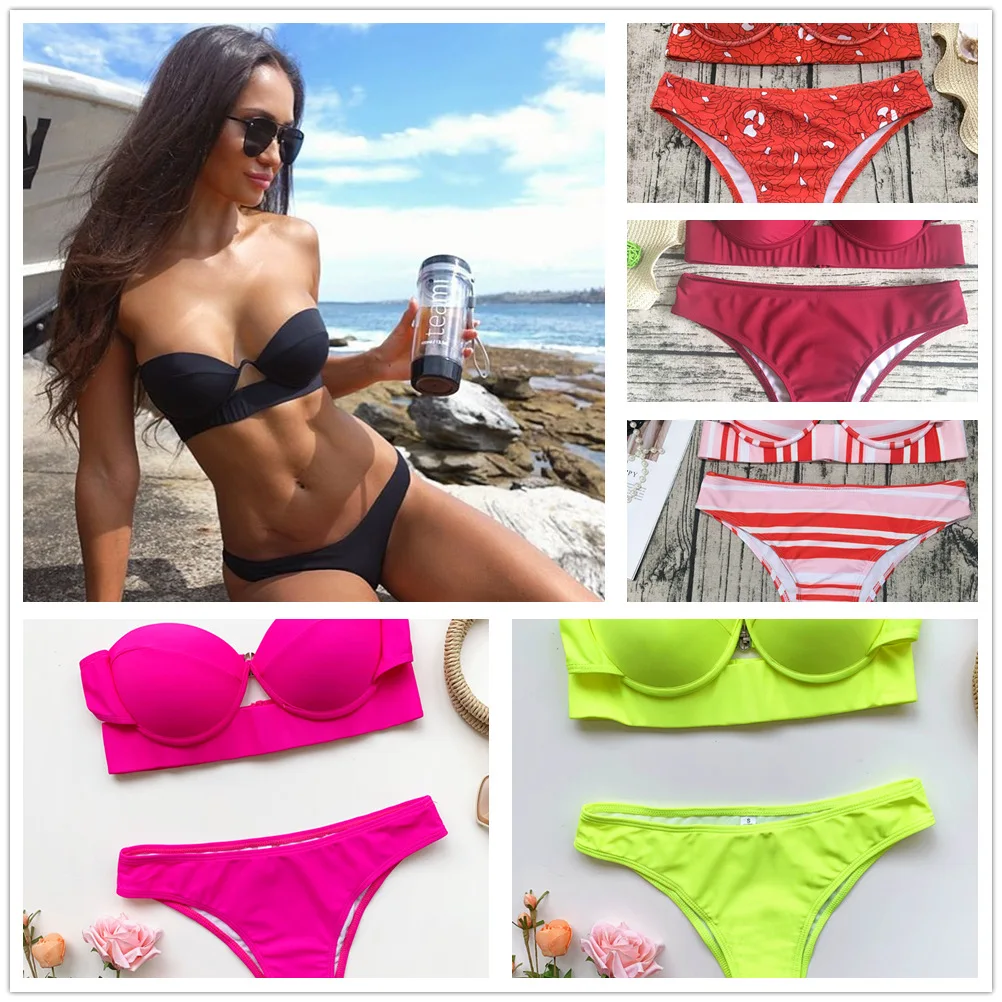 Jucleo 2022 New Womens Padded Bra Push Up Bikini Low Waist Swimsuit Bandage Bathing Suit Swimwear Beachwear Strapless
Jucleo 2022 New Womens Padded Bra Push Up Bikini Low Waist Swimsuit Bandage Bathing Suit Swimwear Beachwear Strapless
