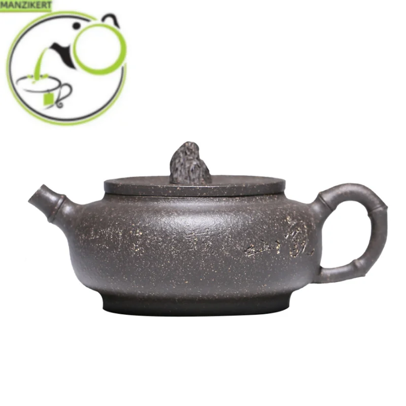 

160ml Yixing Raw Ore Purple Clay Teapot Famous Handmade Large Diameter Tea Pot Kettle Chinese High-end Zisha Tea Set Collection