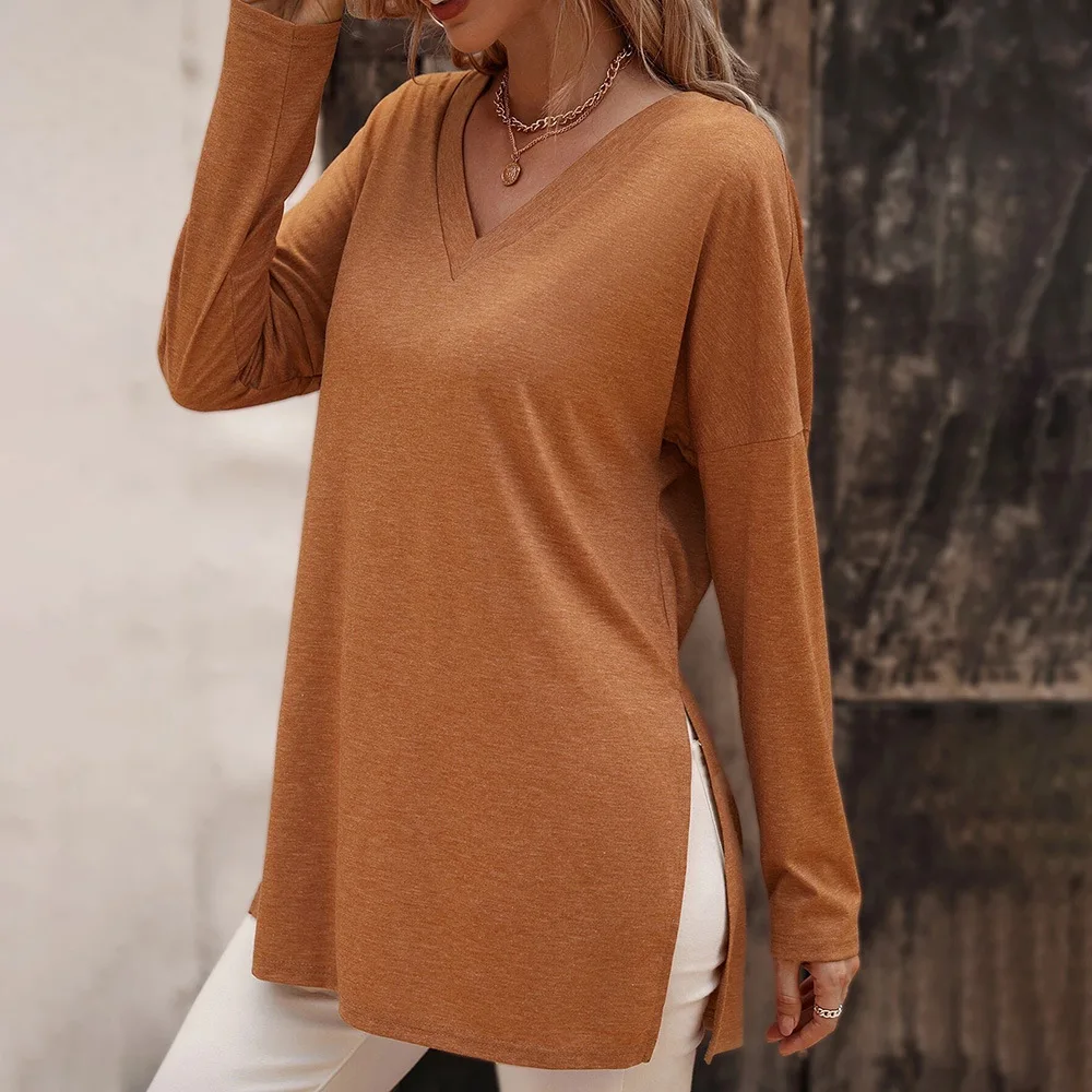 2022 Women's Clothing New Loose Casual Knitted Long-sleeved T-shirt Wild Tops Bottoming Shirts Solid Color V-neck Tees tshirt
2022 Women's Clothing New Loose Casual Knitted Long-sleeved T-shirt Wild Tops Bottoming Shirts Solid Color V-neck Tees tshirt