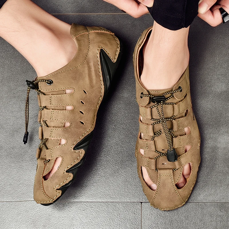 Brand Summer Men Breathable Leather Sandals Handmade Outdoor Shoes Men Sandals Casual Male Soft Walking Beach Sandals Men Shoes
Brand Summer Men Breathable Leather Sandals Handmade Outdoor Shoes Men Sandals Casual Male Soft Walking Beach Sandals Men Shoes
