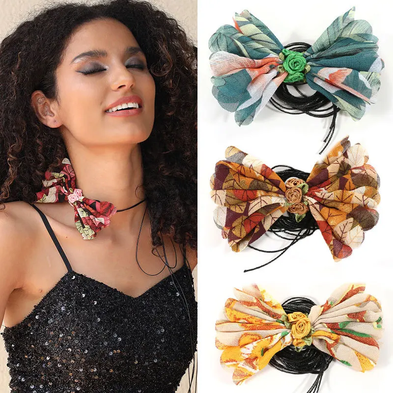 Exaggerated Yarn Bowknot Jewellery Trendy Flower Necklaces Romantic Accessories for Women Delicate Vintage Neck Chain
Exaggerated Yarn Bowknot Jewellery Trendy Flower Necklaces Romantic Accessories for Women Delicate Vintage Neck Chain