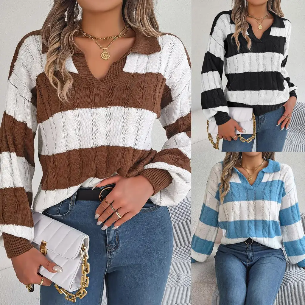 Lantern Sleeve Pullover Sweater Fall/Winter 20023 Casual Chicken Heart Collar Contrast Color Fried Dough Twists Wear
Lantern Sleeve Pullover Sweater Fall/Winter 20023 Casual Chicken Heart Collar Contrast Color Fried Dough Twists Wear