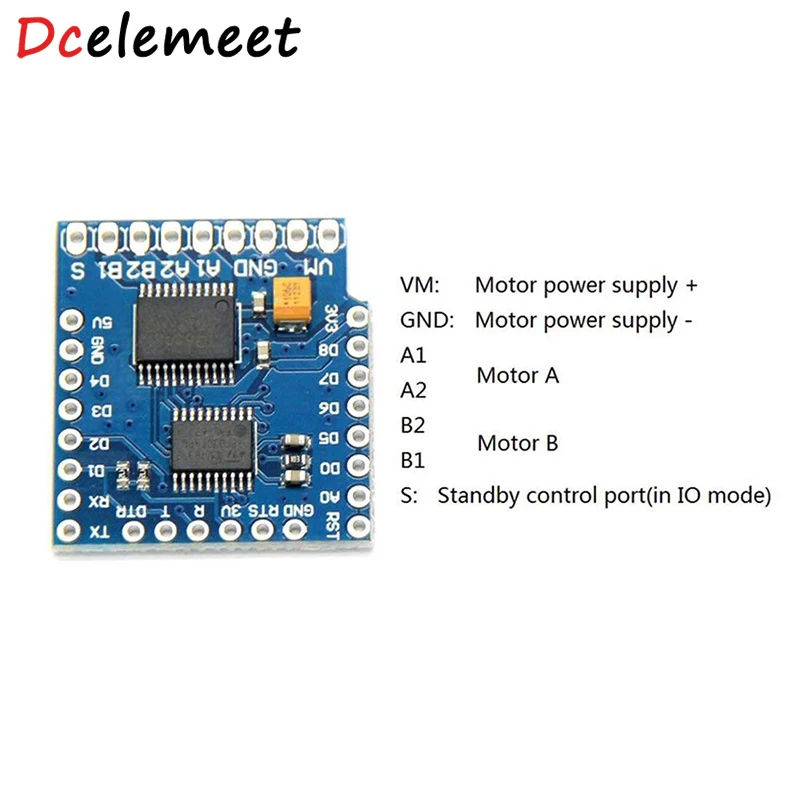 WeMos D1 Mini I2C Dual Motor Driver Shield TB6612FNG Driver Module
WeMos D1 Mini I2C Dual Motor Driver Shield TB6612FNG Driver Module