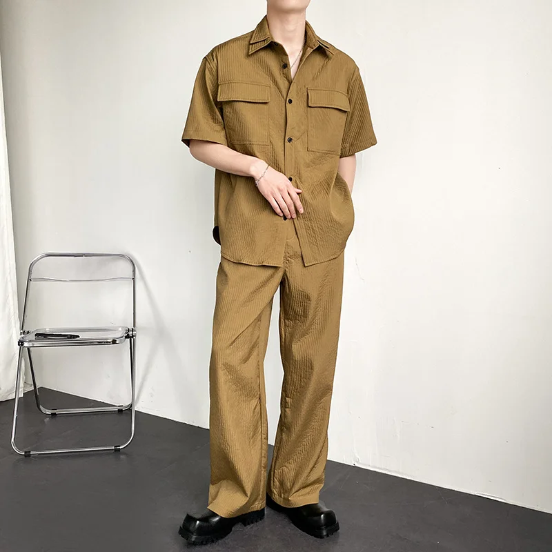 Summer Pleated Set Men Fashion Vintage Short Sleeve Shirt/Pants Two Piece Men Streetwear Korean Loose Oversized Mens Sets M-3XL
Summer Pleated Set Men Fashion Vintage Short Sleeve Shirt/Pants Two Piece Men Streetwear Korean Loose Oversized Mens Sets M-3XL