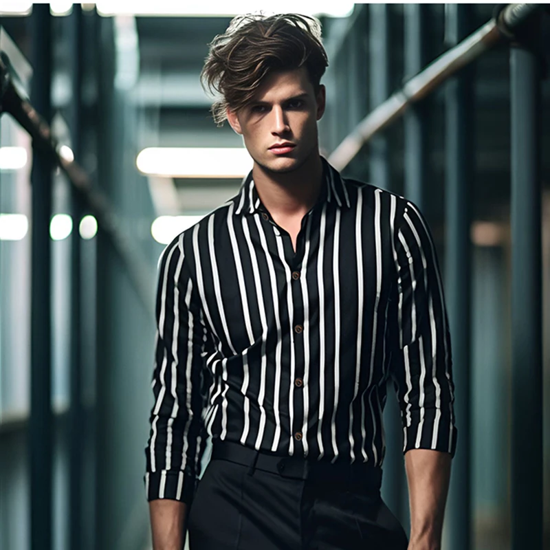 New Sexy Trend Man Striped Trend Shirt High Quality Long Sleeve Shirt Casual Party Shirt Chemise Homme Shirt
New Sexy Trend Man Striped Trend Shirt High Quality Long Sleeve Shirt Casual Party Shirt Chemise Homme Shirt