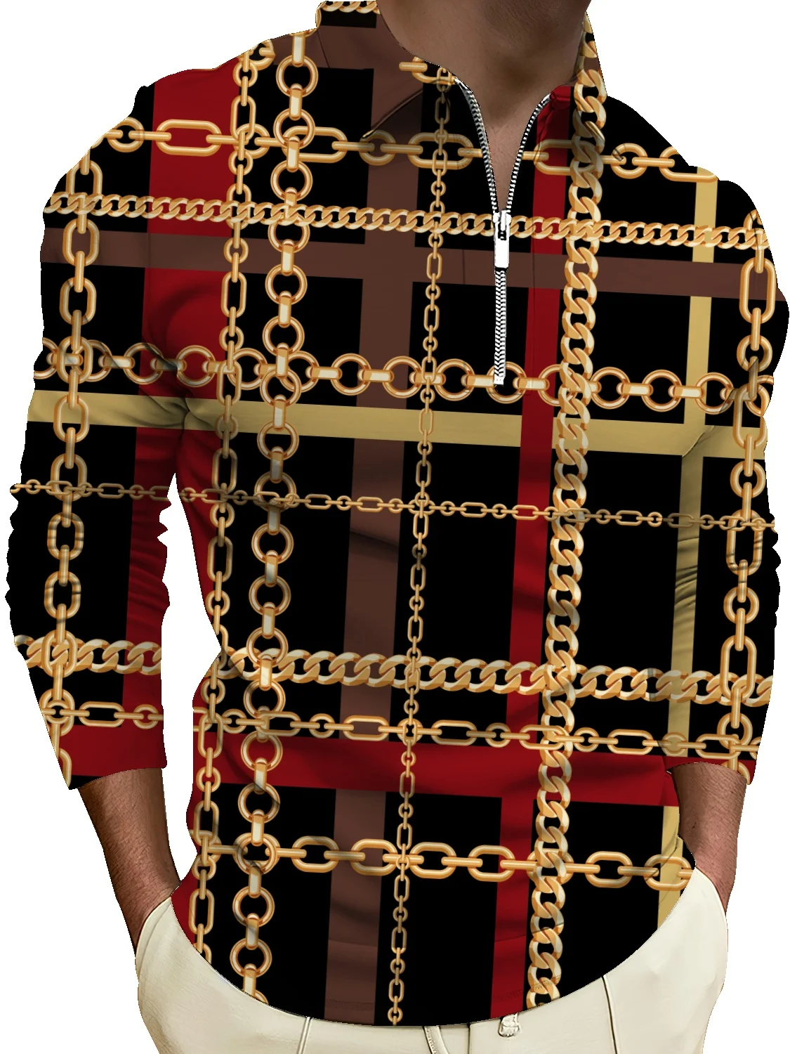 Men's Sports Casual Polo Shirts Baroque Luxury Chain Print Men's Autumn Lapel Running Stretch Breathable Cotton T-Shirt
Men's Sports Casual Polo Shirts Baroque Luxury Chain Print Men's Autumn Lapel Running Stretch Breathable Cotton T-Shirt