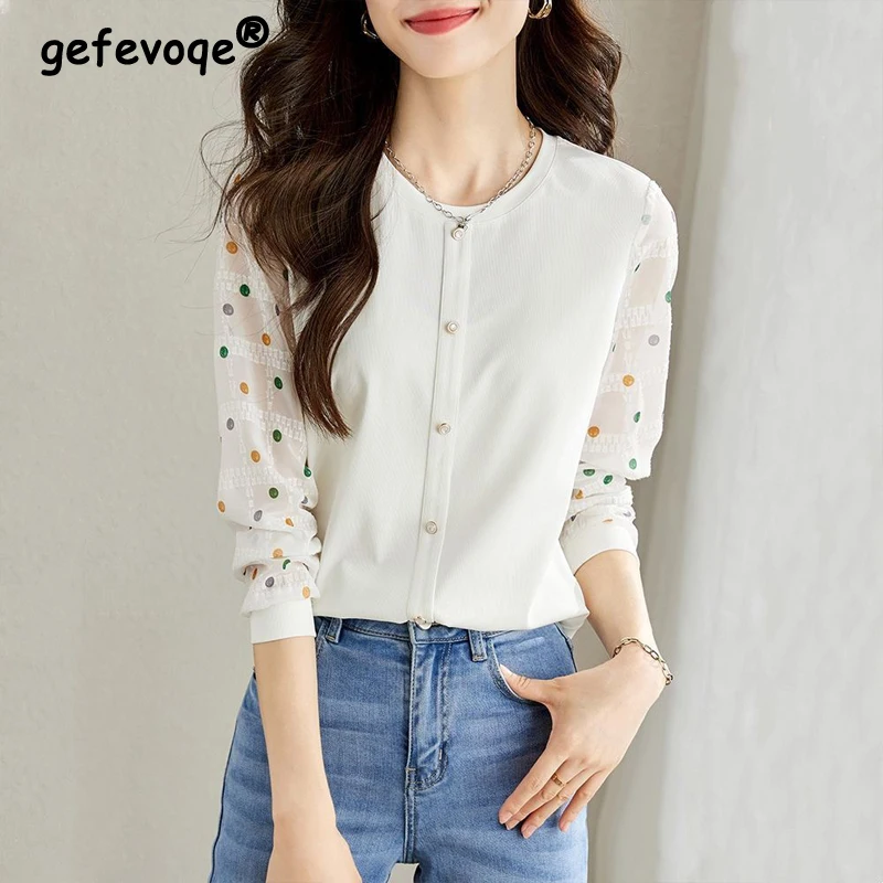 Women Trendy Polka Dot Print Patchwork Elegant T Shirt Spring Autumn Korean Style Long Sleeve Slim Chic Sweet Tops Ropa De Mujer
Women Trendy Polka Dot Print Patchwork Elegant T Shirt Spring Autumn Korean Style Long Sleeve Slim Chic Sweet Tops Ropa De Mujer