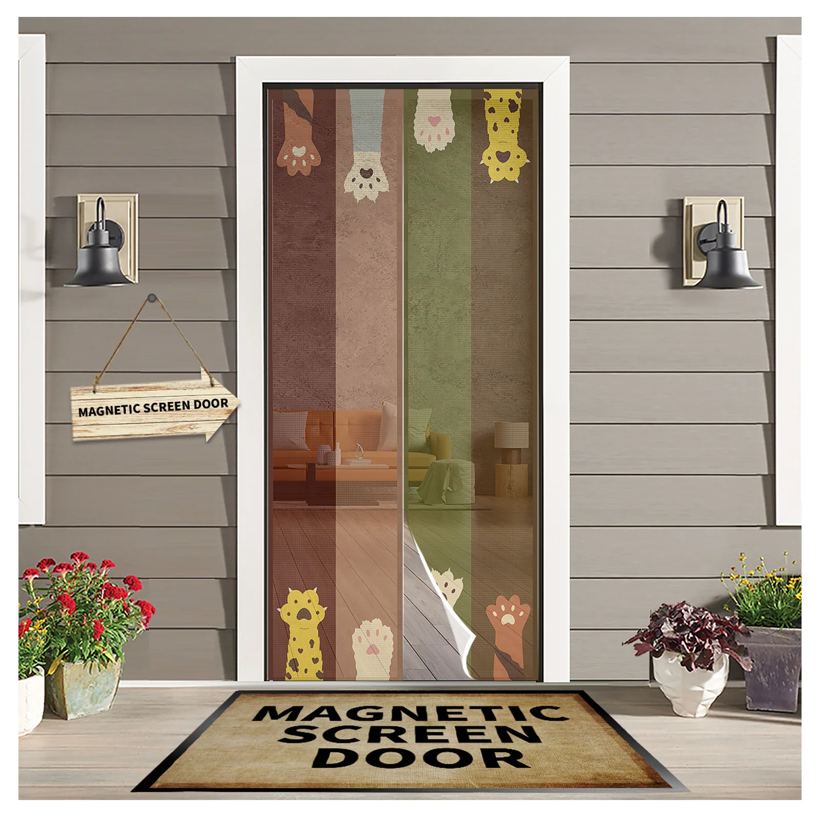 Дверная занавеска с кошачьими лапами, полосками в виде животных, сетка от комаров, магнитная дверная занавеска для спальни, летний экран на ... 
Дверная занавеска с кошачьими лапами, полосками в виде животных, сетка от комаров, магнитная дверная занавеска для спальни, летний экран на ...