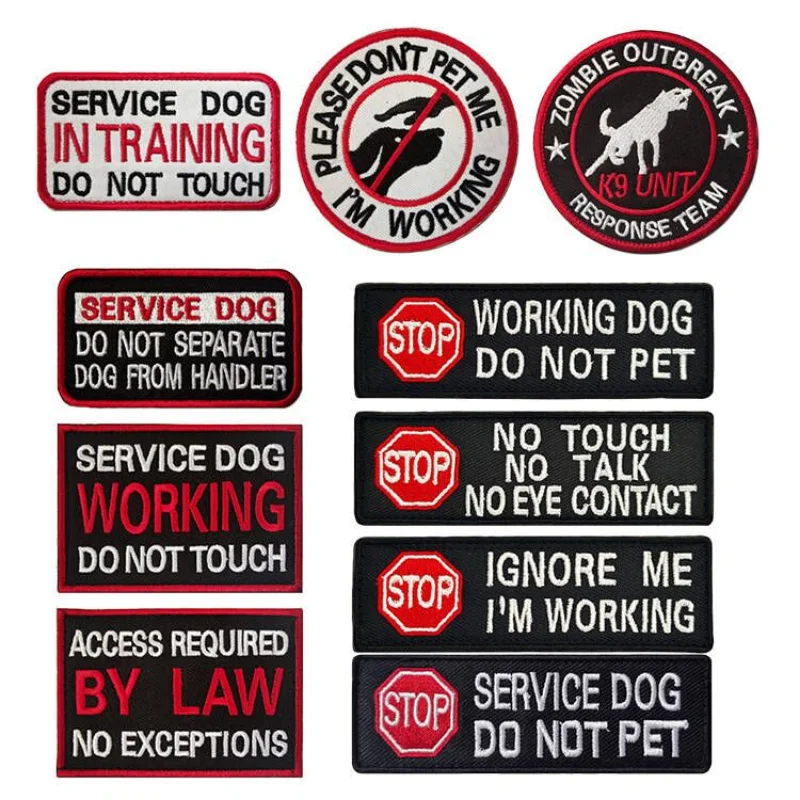 

K9 Service Dog Embroidery Patches Pet Vest Personality Emblem Applique Rescue Dog Military Tactical Hook and Loop Badge Sticker
