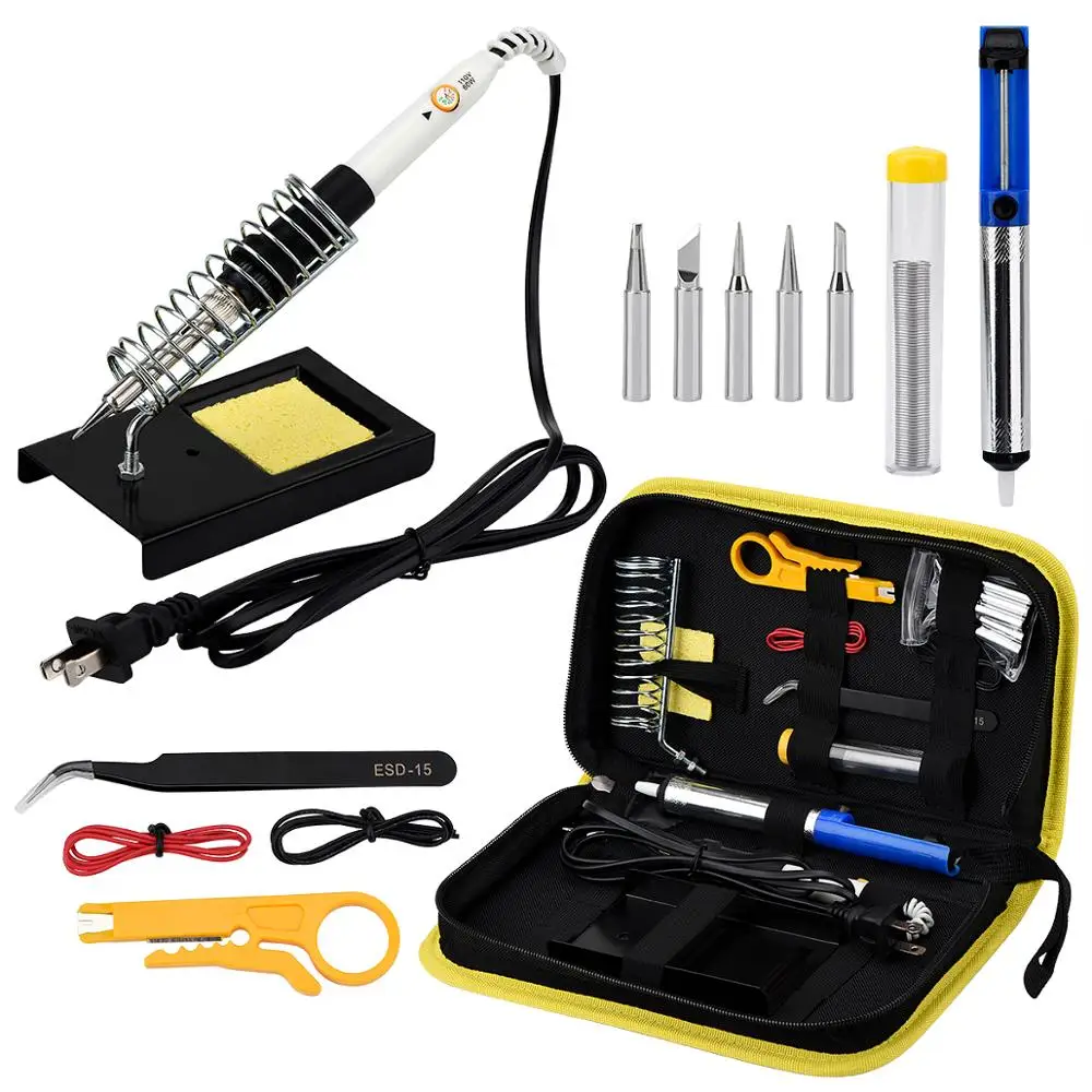 JCD Electric Soldering Iron kit 60W 220V 110V Adjustable Temperature solder Welding Rework soldering iron Stand Holder wire tips
JCD Electric Soldering Iron kit 60W 220V 110V Adjustable Temperature solder Welding Rework soldering iron Stand Holder wire tips