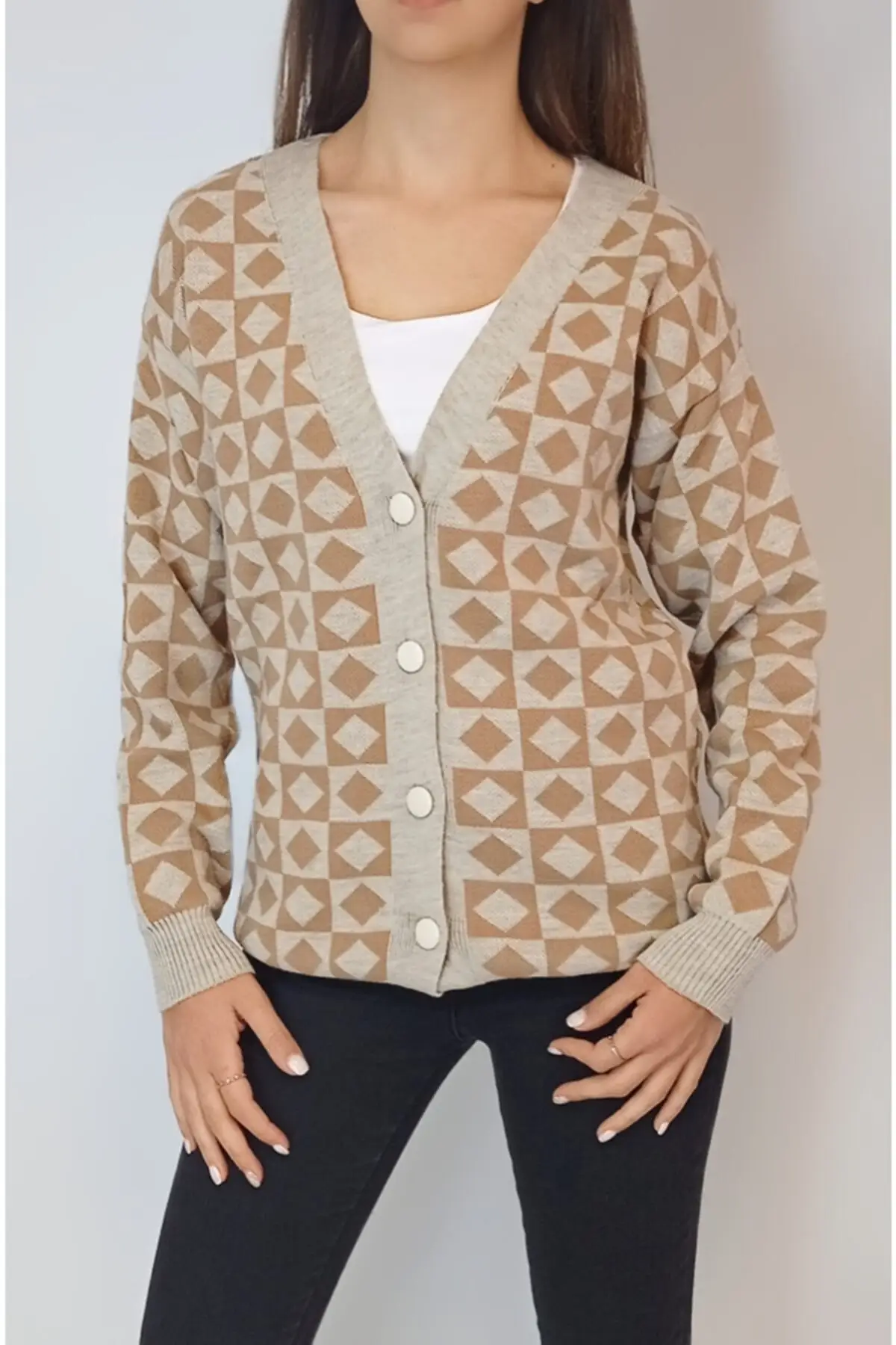 Women's Cardigan Patterned Lozenge Patterned Oversize Casual Knitted Casual Knitted Quality Fashion Sweaters Loose Jumper
Women's Cardigan Patterned Lozenge Patterned Oversize Casual Knitted Casual Knitted Quality Fashion Sweaters Loose Jumper