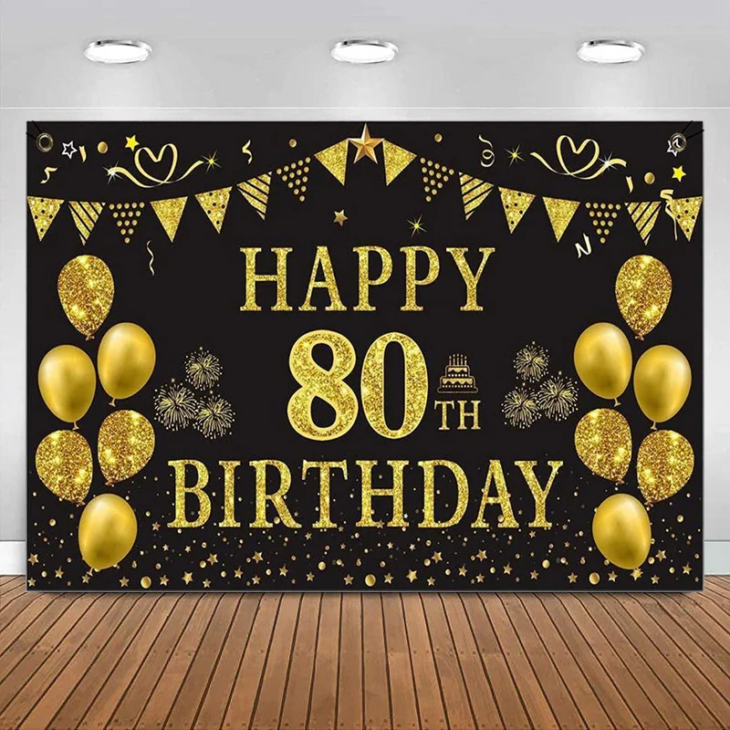 Фон для фотосъемки с днем рождения 80-го дня рождения золотые воздушные шары блестящие черные фотообои украшения баннер для женщин и мужчин ... 
Фон для фотосъемки с днем рождения 80-го дня рождения золотые воздушные шары блестящие черные фотообои украшения баннер для женщин и мужчин ...