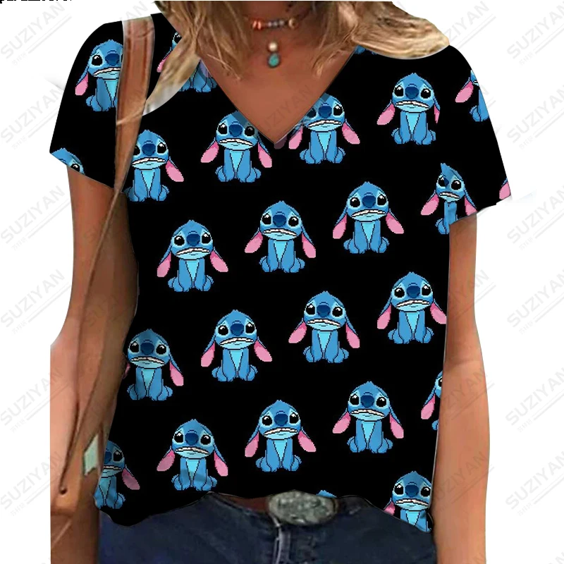 2023 Women's Summer New Fashion Disney Minnie Stitch 3D Printed Short Sleeve T-shirt Women's V-neck Casual Commuter Style
2023 Women's Summer New Fashion Disney Minnie Stitch 3D Printed Short Sleeve T-shirt Women's V-neck Casual Commuter Style