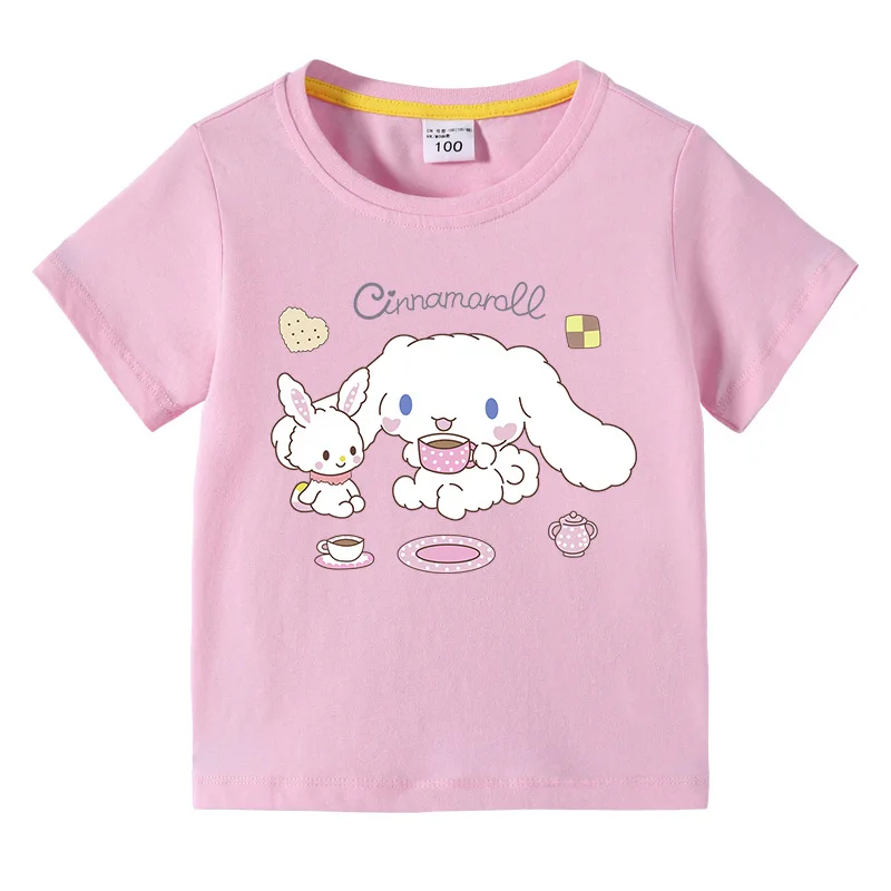 Sanrio Kawaii Cinnamoroll Детская летняя хлопковая футболка с коротким рукавом с героями мультфильмов для мальчиков и девочек топы с коротким рукавом
Sanrio Kawaii Cinnamoroll Детская летняя хлопковая футболка с коротким рукавом с героями мультфильмов для мальчиков и девочек топы с коротким рукавом