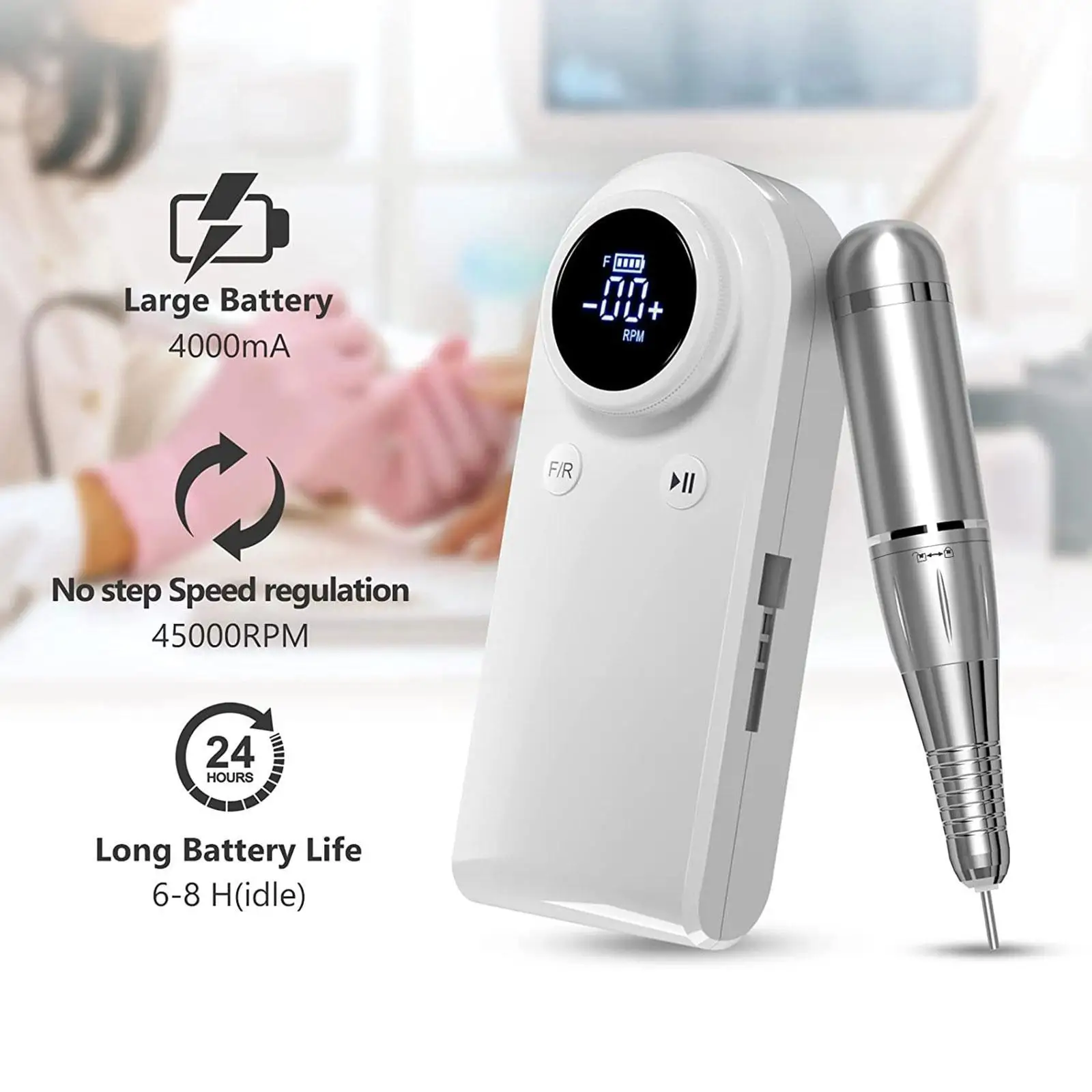 Electric Nail Drills-Nail Filer Portable Adjustable 0-45000RPM For Professional Nails Gel Nails Manicure Pedicure Polishing D8I9
Electric Nail Drills-Nail Filer Portable Adjustable 0-45000RPM For Professional Nails Gel Nails Manicure Pedicure Polishing D8I9