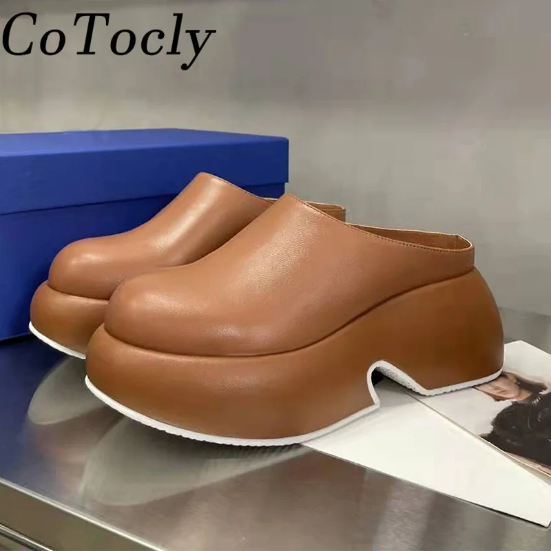 Thick Sole Slippers Women Genuine Leather Round Toe Mules Height Increasing Slides Woman Runway Shoes Platform Slippers Woman
Thick Sole Slippers Women Genuine Leather Round Toe Mules Height Increasing Slides Woman Runway Shoes Platform Slippers Woman