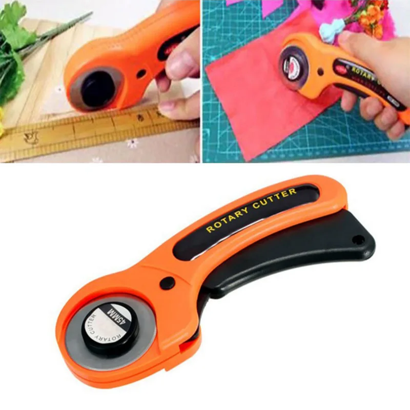 

45mm Rotary Cutter Set Leather Craft Cutting Tool with Ergonomic Handle for DIY Fabric Patchworking Sewing Quilting Crafting