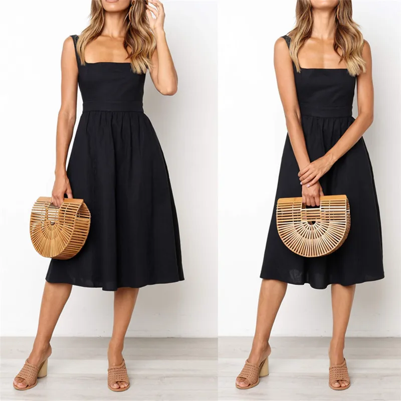 Summer New Women Sexy Backless A-line Dresses Fashion Ladies Spaghetti Strap Beach Dress Casual Solid Midi Dress
Summer New Women Sexy Backless A-line Dresses Fashion Ladies Spaghetti Strap Beach Dress Casual Solid Midi Dress