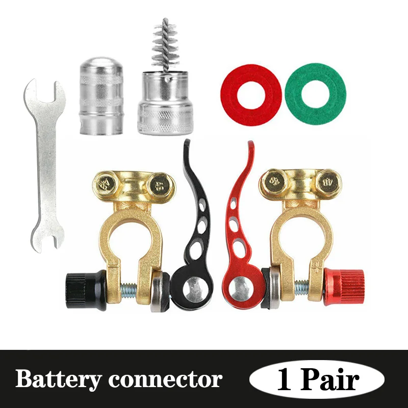 

A Pair of Automobile Battery Terminal Disconnection Close Connector 6v 12v 24v Pure Copper Pile Head Quick Release Rable Clamp