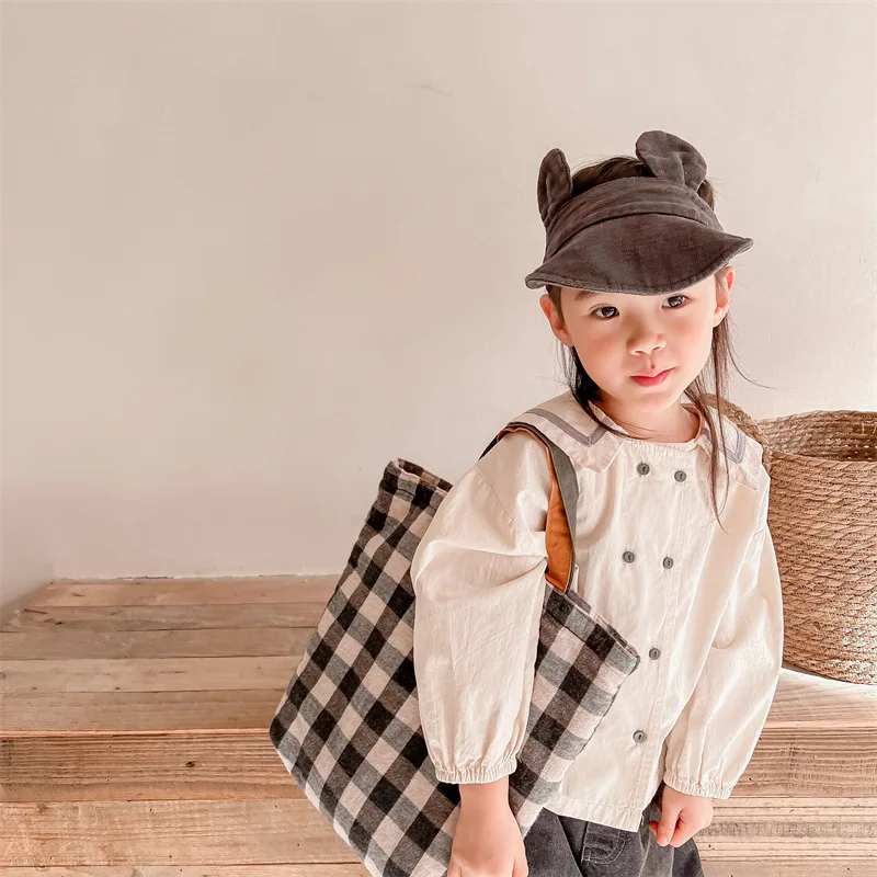 Baby girls linen cotton double-breasted shirts Kids navy collar casual Tops
Baby girls linen cotton double-breasted shirts Kids navy collar casual Tops