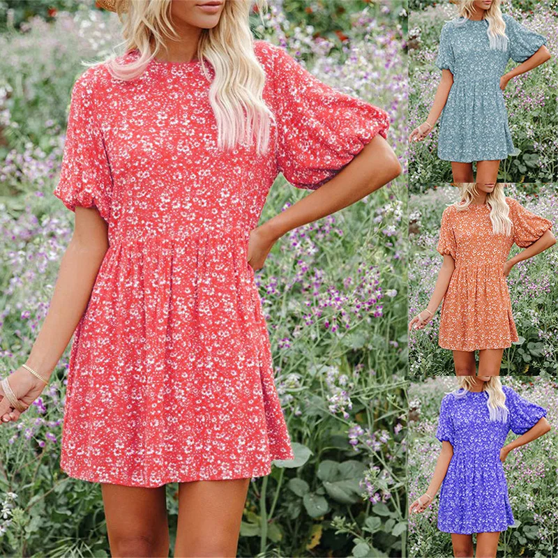 2022 Spring/Summer New Digital Printed Small Floral Lantern Sleeve Short Sleeve Loose Casual Women
2022 Spring/Summer New Digital Printed Small Floral Lantern Sleeve Short Sleeve Loose Casual Women