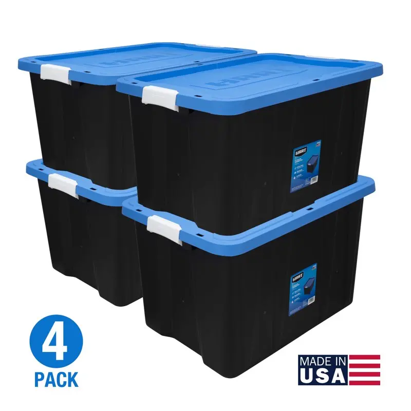 27 Gallon Heavy Duty Latching Plastic Storage Bin Container, Black, Set of 4
27 Gallon Heavy Duty Latching Plastic Storage Bin Container, Black, Set of 4