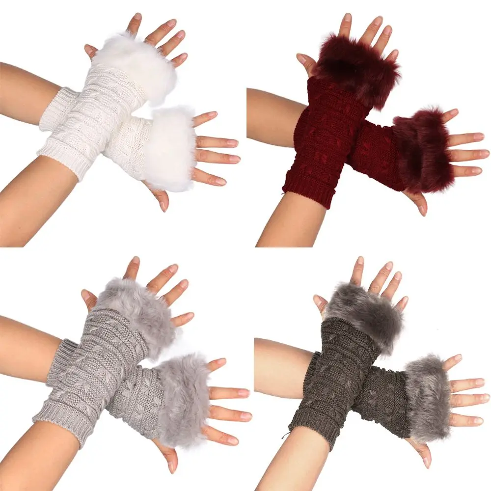 

Warm Arm Sleeves Simplicity Decorative Sleeve Hemp Gloves All-match Furry Sleeves Women Winter Glove Fingerless Glove