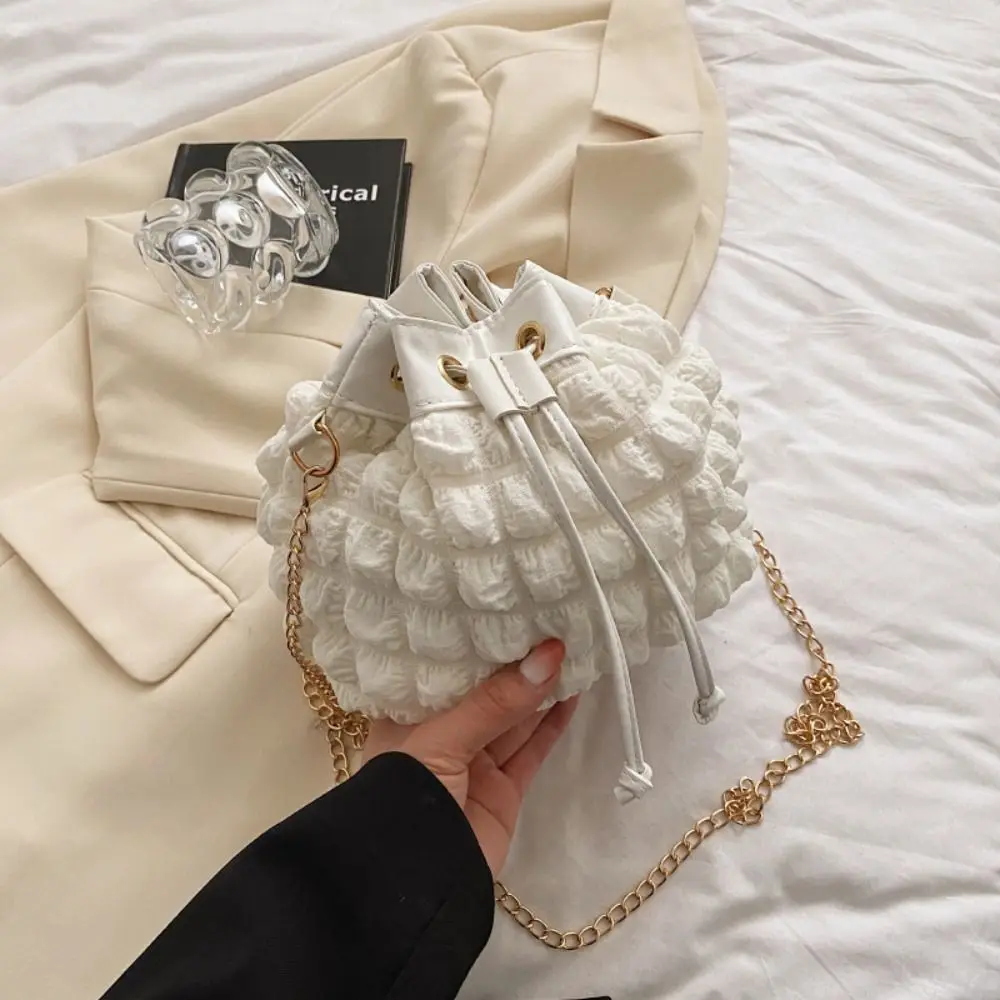 Plaid Fresh Bubble Drawstring Bucket Storage Bag Solid Color Pleated Korean Style Crossbody Bag Girls
Plaid Fresh Bubble Drawstring Bucket Storage Bag Solid Color Pleated Korean Style Crossbody Bag Girls