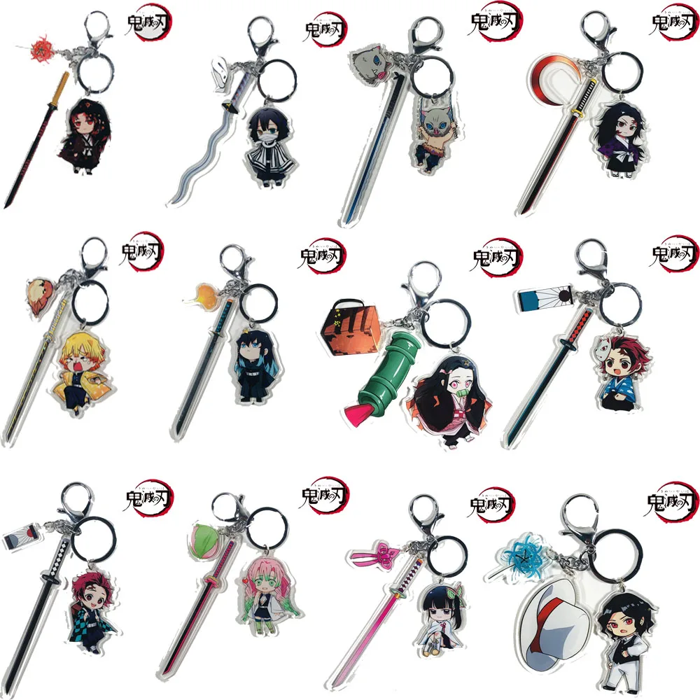 

20Pcs Anime Demon Slayer Acrylic Keychains Sword Figure Kimetsu No Yaiba Tanjirou Nezuko Kochou Shinobu Cute Cartoon Pendant